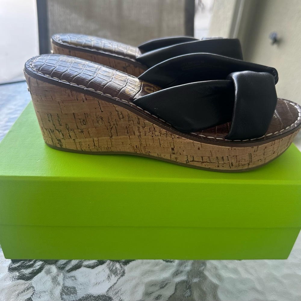 Sam Edelman Black Wedge Sandals